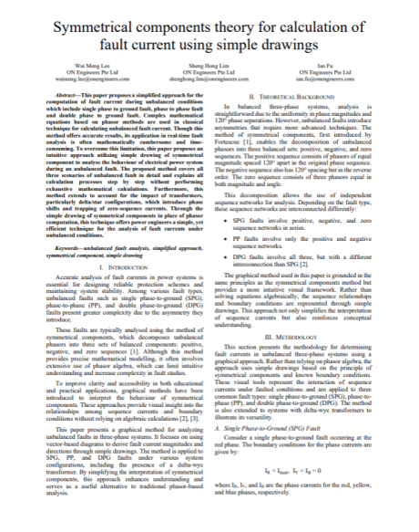 Symmetrical components theory for calculation of fault current using simple drawings image